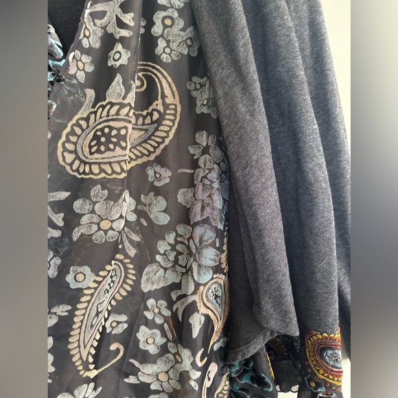 Mystree Charcoal Cardigan with Paisley Burnout Scarf Accents - Picture 9 of 9